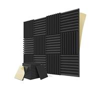 Povhhee 12 x acustici autoadesivi, 1 x 30,5 x 30,5 cm, fonoassorbenti, per studio, giochi, camera da letto (nero)