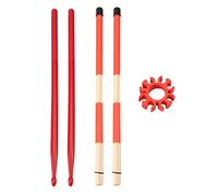 Povhhee Kit di bacchette in nylon con in legno, clip per bacchetta, accessorio jazz, colore rosso