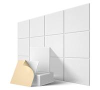 Povhhee Piastre acustiche autoadesive 12 confezioni,12 X 12 X 0,4 insonorizzata,Piastra fonoassorbente per la casa,