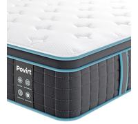 Povirt Materasso doppio, materasso ibrido da 30,5 cm, in una scatola, ergonomico in memory foam e molle insacchettate, per alleviare la pressione e isolamento del movimento, sensazione di rigidità