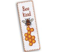 Povitrulya Kit per punto croce con segnalibro "Bee Kind", set da ricamo fai da te per adulti con motivo di carta, tela Aida a 16 punti e filo interdentale preordinato