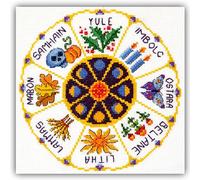 Povitrulya Kit per punto croce contato, motivo: ruota dell'anno, motivo celtico Wiccan, 30,5 x 30,5 cm