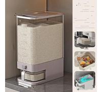 POVVFRTY Contenitore for cereali riempito con cilindro sigillato e secchio for riso((Khaki) 20 Kg)