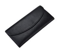 POVVFRTY Real Cowhide Women's Long Wallet, Women's Card Bag, Cowhide Wallet, Hand-Held(Black)