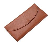 POVVFRTY Real Cowhide Women's Long Wallet, Women's Card Bag, Cowhide Wallet, Hand-Held(Brown)