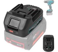 Powarobor Adattatore per batteria USB Dual USB/Type-C compatibile con utensili elettrici Makita 18 V LXT (per batterie Bosch 18 V GBA BAT609 BAT610, solo adattatore)