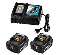 Powayup 2 Pezzi Batteria Ricambio per Makita 18V+ 14.4V-18V 7A DC18RCT Caricabatterie per Makita Batteria 18V BL1845B BL1840B BL1835B BL1830B BL1825B BL1820B BL1845 BL1840