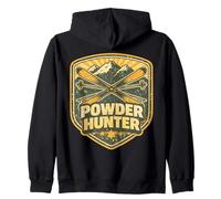 Powder Hunter - Sci da Montagna Vintage, per Amanti dello Sci, Stile retrò Felpa con Cappuccio