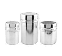 Powdered Sugar Shaker Set, 3-Piece Stainless Steel Duster Containers for Baking Pancakes Tea Bread Coffee Pastry Cake Decorating Kitchen Cooking Sifter Tool Equipment