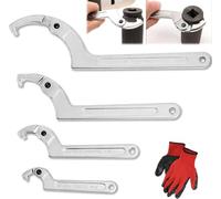 Poweka C Chiave Inglese Regolabile, (4 pezzi) 3/4-2", 1 1/4-3", 2-4 3/4", 4 1/2-6 7/10" Kit di Chiavi a Testa Tonda per Cilindri Idraulici, Attrezzature Meccaniche, Veicoli