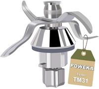 Poweka TM31 Lame di Ricambio Compatibile con Vorwerk THermomix Bimby TM31 Robot Cucina in Acciaio Inossidabile con Guarnizione