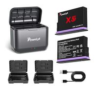 PoweLyt 360 X5 Batteria 2 confezioni Batterie X5 Impermeabili da 2800mAh e X5 caricabatterie a 2 canali con custodia per batterie Completamente compatibile con Insta360 X5