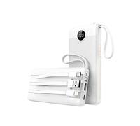 Power Bank 10000mAh Batteria Esterna con Cavi Integrati Caricatore Portatile Powerbank USB C con 5 Uscite e 2 Ingressi Compatibile con iPhone, iPad, Xiaomi