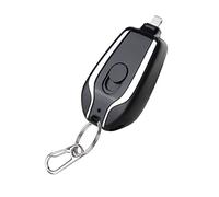 Power Bank 1200mah, Mini Power Bank, Design Portachiavi, Uscita 5V con USB-C E Indicatore LED, Compatibile con Iphone, Samsung Galaxy, Ipad E Altro Ancora (Black, iPhone interface)