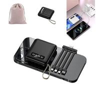 Power Bank 4 in 1 ricarica rapida, caricabatterie portatile compatibile con tutti i dispositivi, mini batteria da viaggio con cavi staccabili, 20000 mAh, piccolo powerbank paffuto per cellulare e