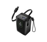 Cellularline power bank Roller 10.000 mAh con output fino a 45 W, cavo USB-C retrattile da 70 cm, display LCD, ricarica simultanea di 3 dispositivi, colore nero