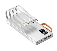 Power Bank con ricarica rapida, Power Bank PD66W bidirezionale, sottile e ricaricabile velocemente, power bank di grande capacità da 20.000 mAh, adatto a vari telefoni/dispositivi, bianco