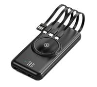 Power Bank di grande capacità per emergenze, dotato di quattro fili, alimentatore mobile conveniente per telefono cellulare di grande capacità, nero, 40000 mAh