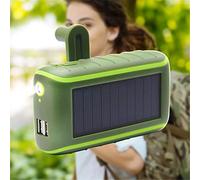 Power Bank, energia solare, alimentatore mobile a manovella, USB, caricabatterie solare esterno, batteria esterna di grande capacità, 8000 mAh, verde