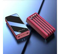 Power Bank Grande Capacità 50000 Ma/Viene Fornito Con Quattro Fili Alimentazione Mobile/Caricabatterie Portatile S/USB C, Rosso, 60000Mah