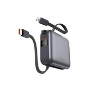 Power Bank Ksix da 10.000 mAh, ricarica rapida Power Delivery da 22,5 W, cavi USB-C e Lightning integrati, display LED, nero