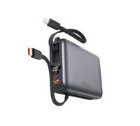 Power Bank Ksix da 20.000 mAh, ricarica rapida PD da 22,5 W, cavi USB-C e Lightning integrati, display LED, nero
