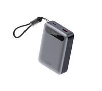 Power Bank Ksix da 20.000 mAh, ricarica rapida PD da 22,5 W, ricarica simultanea, cavo USB-C convertibile + anello, display LED, nero