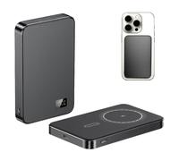 Power bank magnetico da 10000 mAh, con ricarica wireless e ricarica rapida, ultrasottile e portatile, con cavo integrato.