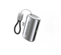 Power Bank mini capsula da 10000 mAh con cavo, caricabatterie portatile ultra compatto, ricarica rapida USB-C, batteria per telefono ad alta velocità per on-the-go (argento)