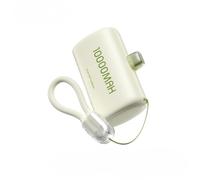 Power Bank mini capsula da 10000 mAh con cavo, caricabatterie portatile ultra compatto, ricarica rapida USB-C, batteria per telefono ad alta velocità per on-the-go (verde)