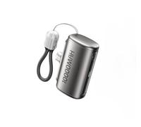 Power Bank mini capsula da 10000 mAh con cavo, caricabatterie portatile ultra compatto, ricarica rapida USB-C, batteria per telefono ad alta velocità per on-the-go (grigio)