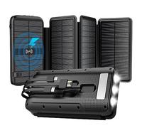 Power Bank multifunzionale solare mobile 20000 mAh con il suo cavo esterno impermeabile ricarica wireless tesoro, 2 A