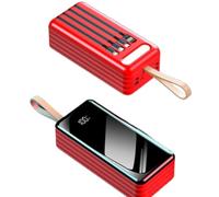 Power Bank, per con display a LED, 66 W, ricarica rapida 100000 mAh, linea integrata, grande capacità, ricarica rapida bidirezionale, Pd20w mobile (60000 mAh/rosso)