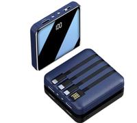 Power Bank portatile 100000 mAh di grande capacità viene fornito con alimentatore mobile a 4 fili 3 interfacce 66 W ricarica rapida, blu