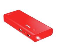 Power Bank Portatile, 10000mAh, 2 Porte USB, LED Indicatore, Rosso