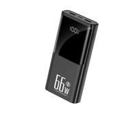 Power Bank portatile 20000mAh 66W Ricarica rapida Built-in 4 cavi Batteria esterna compatta ultrasottile per torcia da campeggio all'aperto, nero, 140 * 70mm