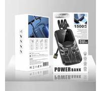 Power Bank Portatile A 4 Cavi Con Chip Intelligente 15000mah Q-Cd777 Con Torcia