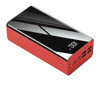 Power Bank, Power Bank a ricarica rapida, 40000-100000 mAh, USB, LED, 4 uscite, 3 ingressi, confezione da 3 cavi per tutti i telefoni, fotocamera (rosso, 50000 mAh)