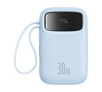 Power bank QPow 2 da 30 W e 10000 mAh con cavi USB-C integrati - Blu