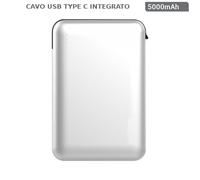 POWER BANK RICARICA CELLULARI 5000MAH N1 USB N1 CAVO TYPE C BIANCO VT-3510-LED8864 V-TAC