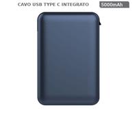 POWER BANK RICARICA CELLULARI 5000MAH N1 USB N1 CAVO TYPE C BLU VT-3510-LED8868 V-TAC