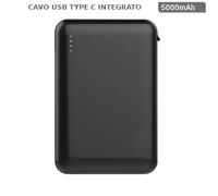POWER BANK RICARICA CELLULARI 5000MAH N1 USB N1 CAVO TYPE C NERO VT-3510-LED8865 V-TAC