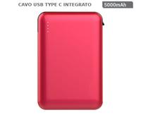 POWER BANK RICARICA CELLULARI 5000MAH N1 USB N1 CAVO TYPE C ROSSO VT-3510-LED8866 V-TAC