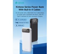 DEVIA POWER BANK KINTONE 2A 10000 MAH CON 4 CAVI INTEGRATI (DEPKC10793W) BIANCO**PUOI PAGARE ANCHE ALLA CONSEGNA!!!**