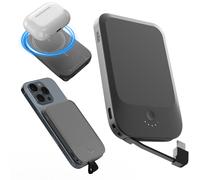 Power Bank Slim da 5000mAh con Cavo Integrato Caricatore Portatile con Aggancio