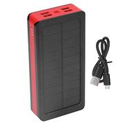 Power Bank Solare 30000mAh, Caricatore Portatile 4 Porte USB con 32 LED, Black + Red - Ricarica Rapida Dual Input, Luce SOS per Campeggio e Avventure Outdoor