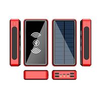 Power Bank solare, caricabatterie portatile da 100000 mAh, batteria esterna wireless da 10 W, 5 uscite e 4 ingressi, caricabatterie solare, batteria di backup for telefono Android Pad(Red)