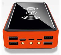 Power Bank solare, caricabatterie solare, power bank wireless da 100000 mAh, caricabatterie portatile, batteria esterna a ricarica rapida con torcia LED integrata, batteria di backup(Orange)