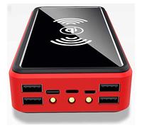 Power Bank solare da 100000 mAh, caricabatterie solare wireless con 5 uscite e 4 ingressi, powerbank esterno, batteria esterna con torce a LED, caricabatterie portatile for smartphone ecc.(Red)