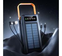 Power Bank Solare Portatile, Caricabatterie Solare Rapido Per Telefono Da 120 W, Cavi Integrati, 4 Uscite E 3 Ingressi, Con Luce, Per Escursionismo, Zaino In Spalla, Campeggio